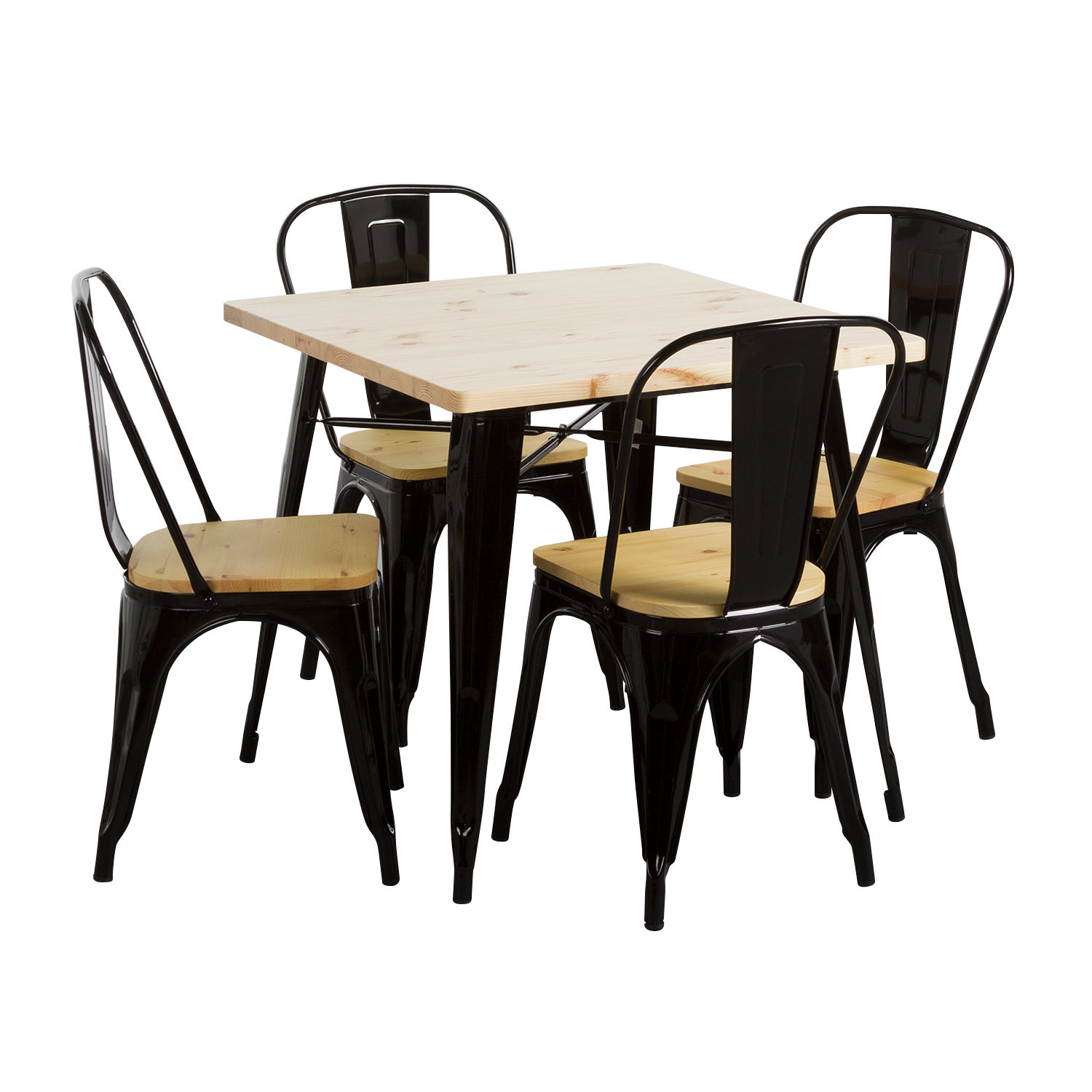 Conjunto de jantar Mesa quadrada e 4 cadeiras Madeira de ferro Estilo industrial Thinia Home Conjuntos de mesa e cadeiras de jan